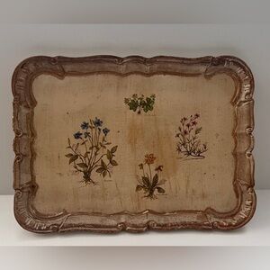 Vintage Florentine Wood Hand Painted Tray 13”x10”